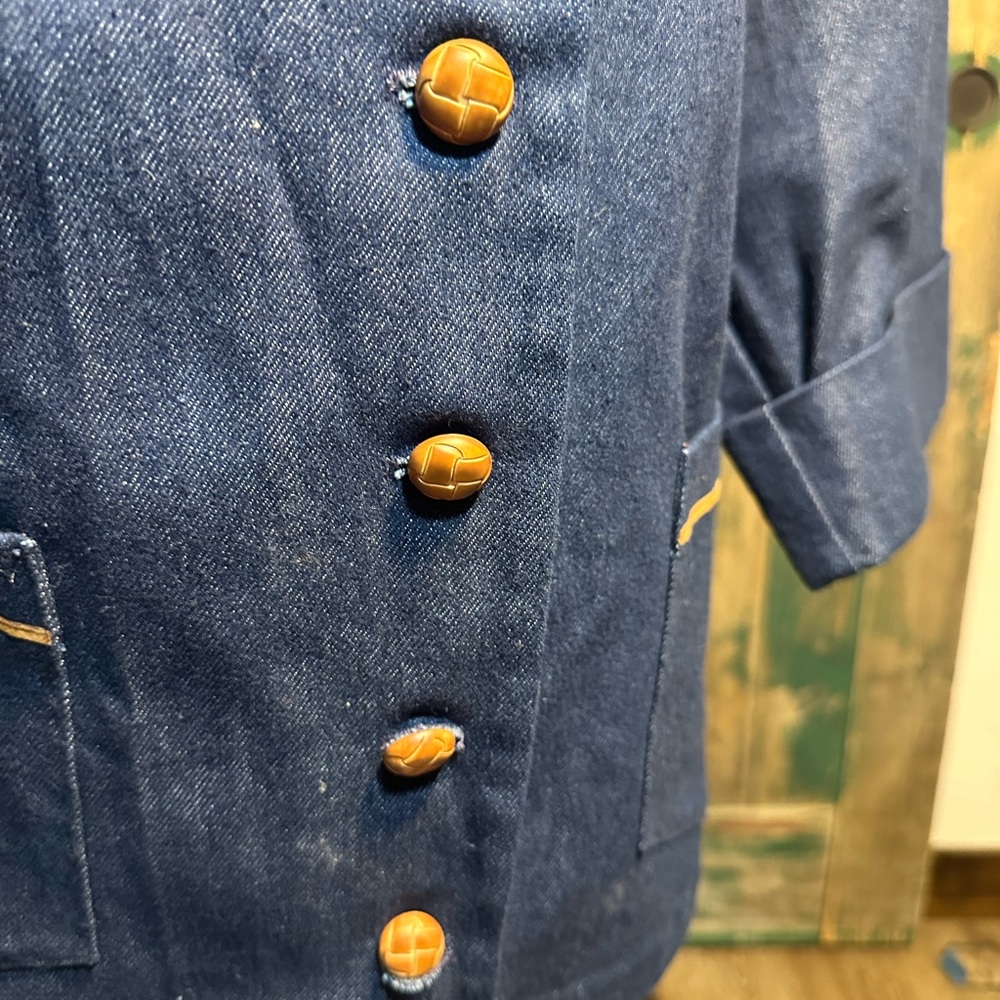 Oversized One-of-a-Kind Denim western Fringe Western Blazer  women size xl - Picture 4 of 16